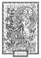 Zodiac sign Capricorn. Hand drawn fantasy graphic illustration in frame vector