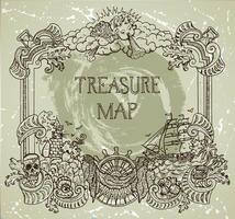 Hand drawn decorative frame with pirate treasure concept vector