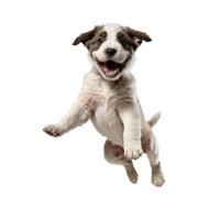 happy stray dog puppy jumping and running isolated transparent png