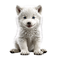 blanco lobo perrito sentado aislado transparente png