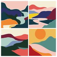 Abstract Landscape Color Blocks Series vector