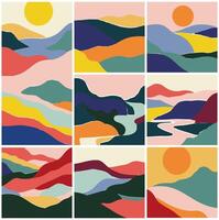 Abstract Landscape Color Blocks Series vector