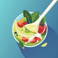 Green Spinach Salad Bowl vector
