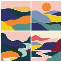Abstract Landscape Color Blocks Series vector