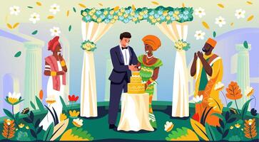 multicultural Boda celebracion ilustración vector