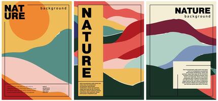 naturaleza inspirado póster conjunto vector