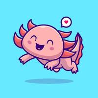 Cute Axolotl Swimming Cartoon vector