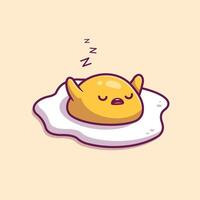 Cute Fried Egg Sleeping Cartoon vector