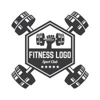 Gym fitness barbell logo icon illustration. vector