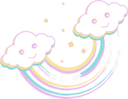 schattig kawaii regenboog wolken png