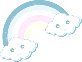 Cute kawaii rainbow clouds png