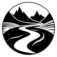 río con montaña logo concepto plano estilo ilustración vector