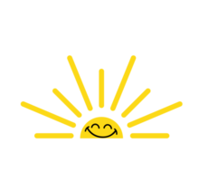 Yellow half sun icon. Sunset simple graphic symbol. Summer heat icon. Half round solar element. png