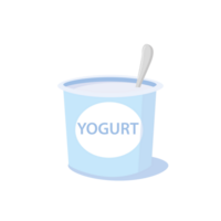 Packing yogurt with a teaspoon. Natural yogurt. png