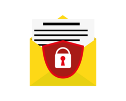 Secure email service isometric icon. Secure mobile mail, email sign with shield. Private data in social networks, sms chat protection, cyber security symbol for web, landing, infographic, app png