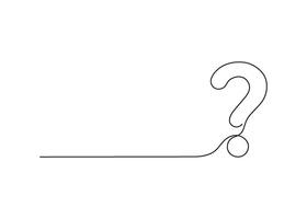 Question mark, one line continuous drawing. Simple minimalism design style, linear background with question sign. Help, ask, support, FAQ. outline illustration vector