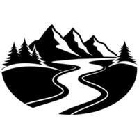 río con montaña logo concepto plano estilo ilustración vector