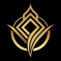 gold jewelers shop logo art illustration with a perfect stylish modern shape vector