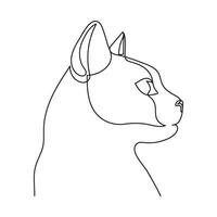 gato bozal, uno continuo línea dibujo. sencillo minimalista resumen animal. mano dibujado silueta de mascota gato. contorno ilustración vector