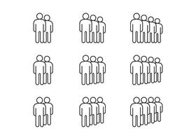 Group of people, line icon set. Teamwork, crowd of person. Business communication, leader and employee connection. illustration vector