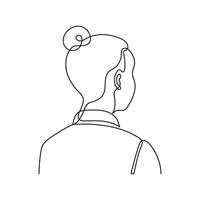 Woman back view, one line continuous drawing. Confidential, private person. Anonymous head. Simple single minimalism outline style illustration vector