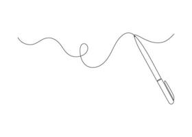 Pen write, one continuous line drawing. Writing wave thin stroke. Minimalism simple linear style. Study and education concept. Doodle hand drawn continuous contour. illustration vector