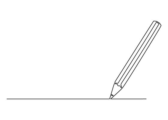 Pencil write, one continuous line drawing. Writing thin stroke. Minimalism simple linear style. Study, education, business document concept. Doodle hand drawn continuous contour. illustration