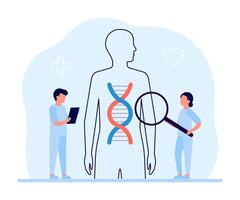 Genetic DNA helix research doctor scientist in laboratory. Science investigating DNA. illustration vector