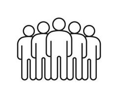 Group of people, line icon. Teamwork, crowd of person. Business communication, leader and employee connection. illustration vector