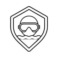 un minimalista escafandra autónoma buceo logo Arte ilustración vector