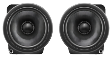 Black High-Fidelity Floorstanding Speakers. png