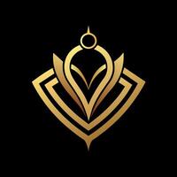 gold jewelers shop logo art illustration with a perfect stylish modern shape vector