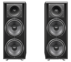 Black High-Fidelity Floorstanding Speakers. png