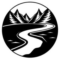 River with Mountain logo concept flat style illustration vector