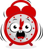 Funny cartoon ringing alarm clock character. Time alarm clock character. vector