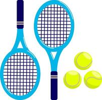 Set of rackets and tennis balls. Tennis tournament sports equipment on white background. vector