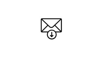 e-post meddelande brev symbol. lysande meddelande ikon med ladda ner symbol. video