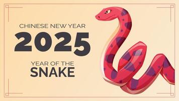 Chinese new year 2025, year of the snake. cartoon holiday banner or gift card. vector