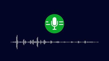 voice recognition speaker icon with audio wavefrom isolated on dark background. video