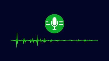 micrófono voz grabar icono con audio ola frecuencia digital animación. video