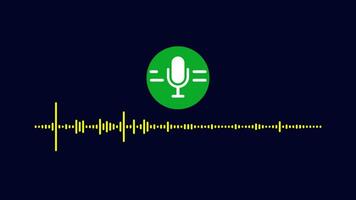 voice recognition speaker icon with audio wavefrom isolated on dark background. video