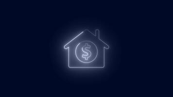 gloeiend wit huis met dollar symbool icoon geïsoleerd video