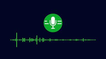 voice recognition speaker icon with audio wavefrom isolated on dark background. video