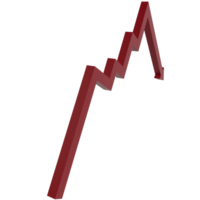 3d render red down arrow icon. concept illustration of economic strategy collapse and money crash chart png