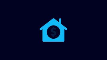 banco ícone isolado em Preto fundo. bancário e finança conceito ícone. branco casa com dólar símbolo ícone isolado. video