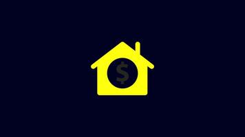 banco icono aislado en negro antecedentes. bancario y Finanzas concepto icono. blanco casa con dólar símbolo icono aislado. video