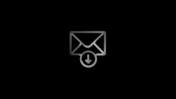 Email message letter symbol. glowing message icon with download symbol. video