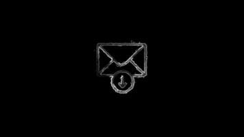 e-post meddelande brev symbol. lysande meddelande ikon med ladda ner symbol. video