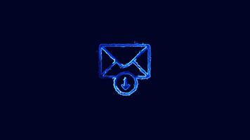 Email message letter symbol. glowing message icon with download symbol. video