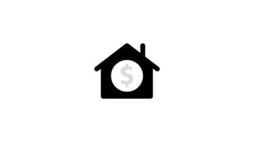 banca icona isolato su nero sfondo. bancario e finanza concetto icona. bianca Casa con dollaro simbolo icona isolato. video